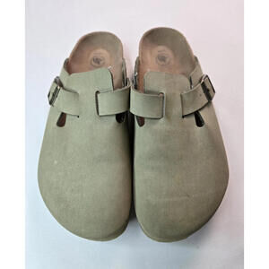 Birkenstock Boston Khaki Vegan Leather Clog Sandals 40 260 L9 M7 Mens 7 Womens 9